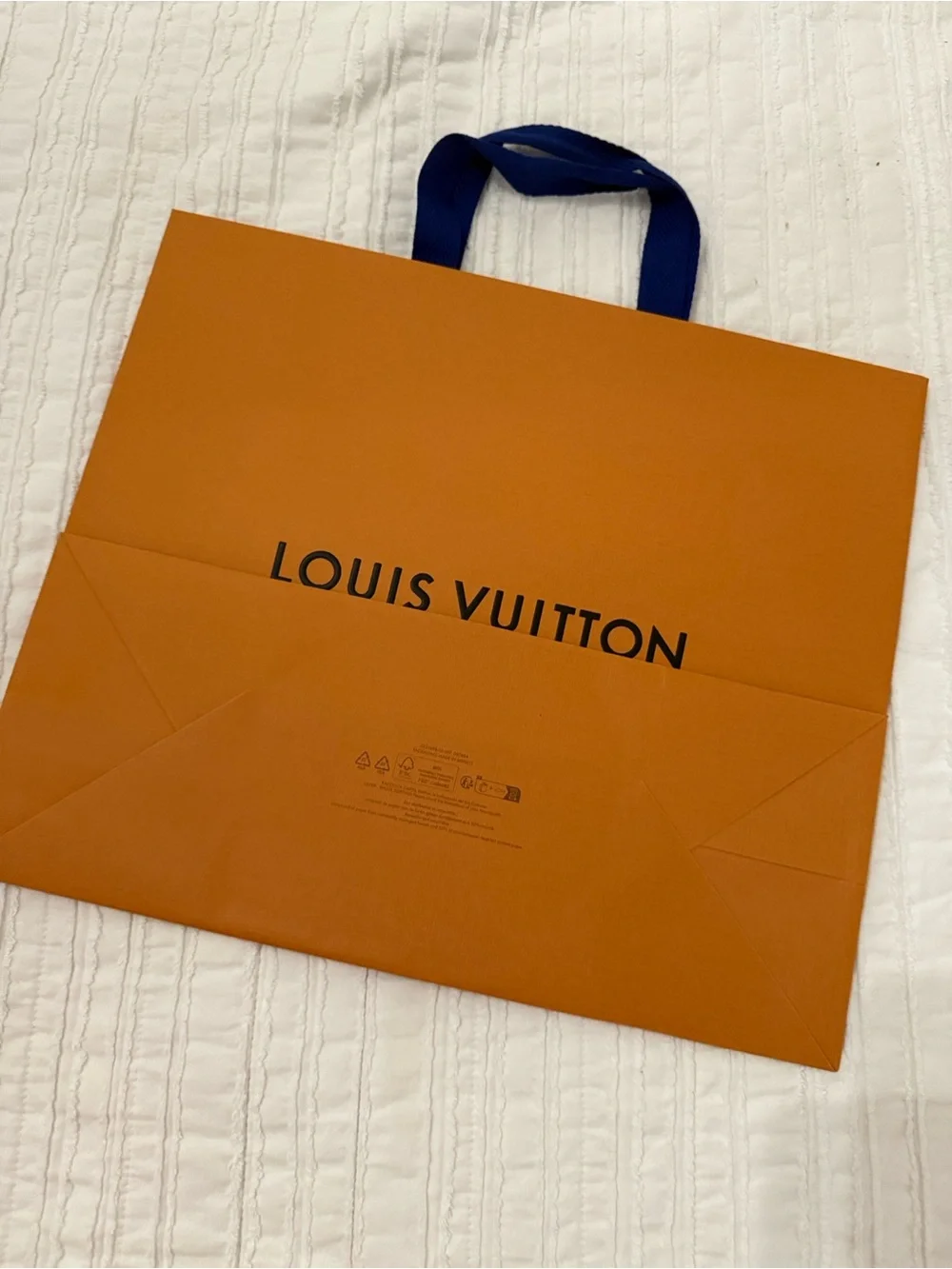 Louis Vuitton Orange Shopping Bag with Navy Handles